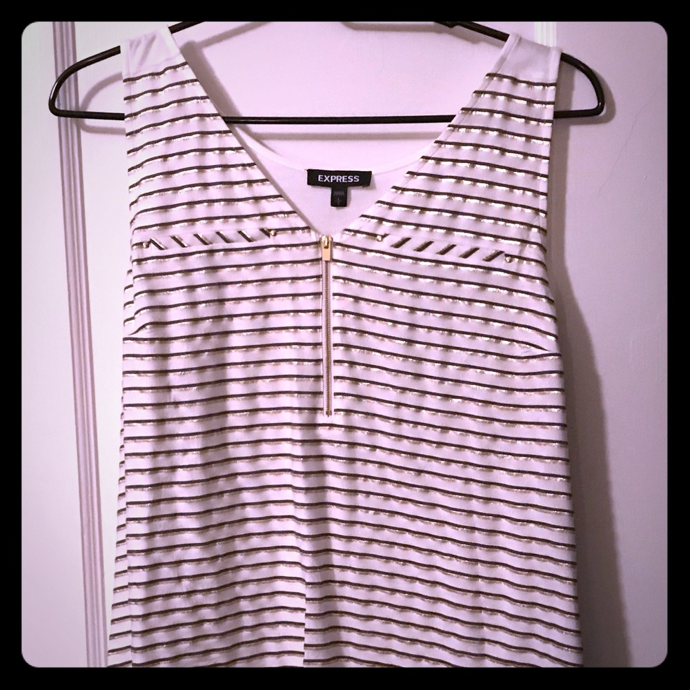 Express Sleeveless Zipper Top Gold Stripes NWOT, L